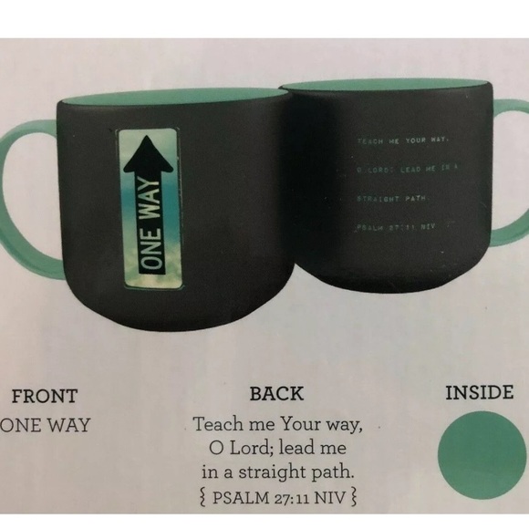 Mug Bible Verse Inspirational Message Ceramic Stoneware Black Green Jumbo 16 Oz - Picture 3 of 15